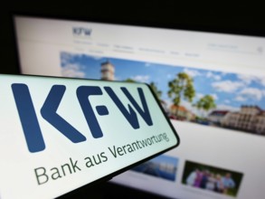 Stuttgart, Germany, 06-10-2022: Smartphone with logo of German bank Kreditanstalt für Wiederaufbau