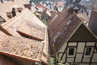 Overlooking the roofs of the historic centre, Marburg, Hesse, Germany, Europe, Über den Dächern von