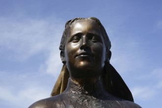Bust of Emerenz Meier, local poet, by Christine Wagner 2008, Donaukai, Passau, Bavaria Germany