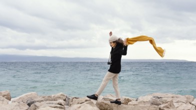 Young beautiful woman nature with camera 5