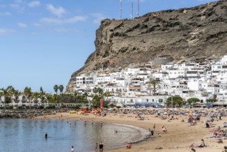 PUERTO DE MOGAN, GRAN CANARIA, CANARY ISLANDS - MARCH 7 : View of the beach in Puerto de Mogan Gran