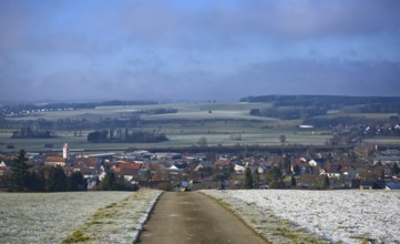 View of the Risstal valley, Hochdorf, Baden-Württemberg, Germany, Europe
