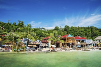 Koh rong paradise island main village in cambodia