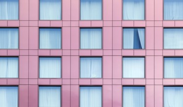 Travel Background Of A Modern Contemporary Hotel Windows With The Curtains Open In One Window