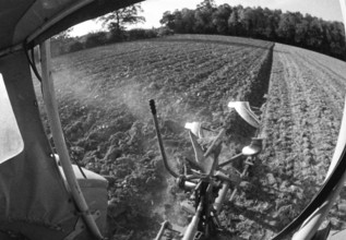 Farmers working in the fields in Muensterland on 10.09.1971, Germany, Europe
