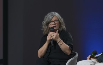 FRANKFURT AM MAIN, Germany, October 18 2023: Christina Clemm (*1967), on stage at the 75th