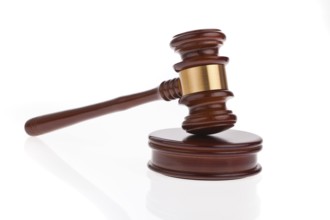 A judge or auction hammer hammer. Isolated against a white background, A judge or auction hammer