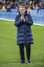 MELBOURNE, AUSTRALIA, MAY 22: Ange Postecoglou of Tottenham Hotspur thanks fans after losing to