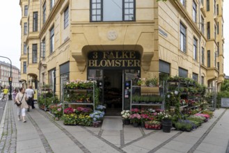 June 30, 2023, Copenhagen, Denmark: Store front of a flower shop on Falkoner Alle in Frederiksberg