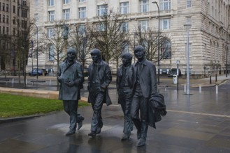 Beatles sculpture group, created by sculptor Andy Edwards in 2015, depicting George Harrison, John