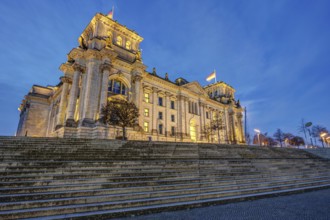 The famous Reichstag, seat of the German Bundestag, in Berlin at sunrise