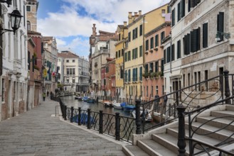 Empty Pathway and Canal in Dorsoduro Quarter, Venice, Italy, Europe