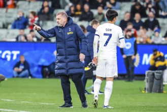 MELBOURNE, AUSTRALIA, MAY 22: Ange Postecoglou of Tottenham Hotspur shouts instructions to his