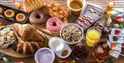 Food products containing a significant amount of sugar. Junk food