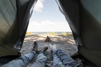 Inside tent with outside view