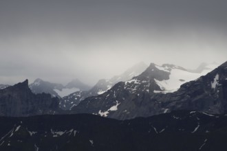 Mountains near of the Grimsel mountain pass, Bernese Oberland. View from Mount Brienzer Rothorn.