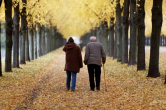 Two people on an autumn walk, Hanover-Herrenhausen, Lower Saxony