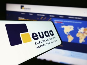 Stuttgart, Germany, 10-17-2023: Smartphone with logo of European Union Agency for Asylum (EUAA) in