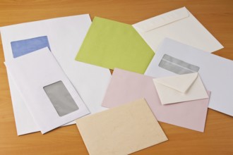 Many different envelopes. Envelopes in different sizes. Postage increase in Austria, Many different