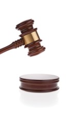 A judge or auction hammer hammer. Isolated against a white background, A judge or auction hammer