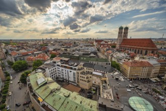 Munich (Munchen) Germany, high angle view city skyline at Marienplatz new Town Hall Square