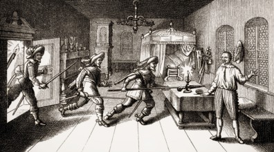 Killing of Albrecht von Wallenstein, 1583 - 1634, commander of the imperial forces in the Thirty