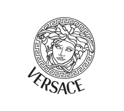 Turned to the right, Versace emblem, fashion accessories, logo