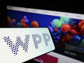 Stuttgart, Germany, 03-01-2022: Smartphone with logo of British advertising company WPP plc on