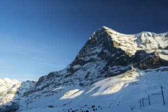 Eiger North Face Mountain at Sunset in Winter. Swiss Alps. Switzerland