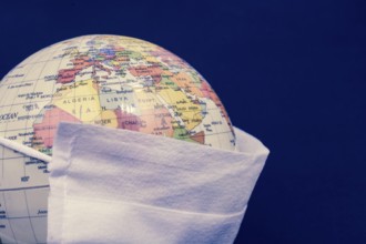 Mask with globe for safety against Coronavirus Covid-19 virus