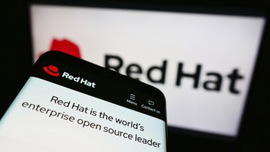 Stuttgart, Germany, 01-06-2022: Mobile phone with webpage of American software company Red Hat Inc.