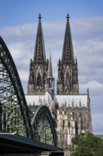 View of the east side of Cologne Cathedral from Deutz on the right bank of the Rhine along the