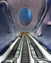 NAPLES, ITALY, MAY 06, 2022, Modern design of the Toledo metro station in downtown Naples, Italy,