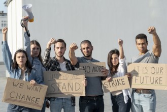 Group protesters marching together