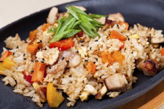 Japanese Cuisine - Fried Rice with Vegetables and Chicken Breast
