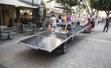 Nicosia, Cyprus, June 25 2016: Solar powered cars parading to awake people for the benefits of the