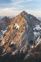 Mountain Köllenspitze (Kellenspitze) in Tyrol Austria, in the Tannheimer Valley at sunrise