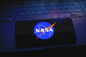 In this photo illustration, the National Aeronautics and Space Administration (Nasa) logo is