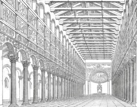 Interior, St Paul Outside the Walls, one of the papal basilicas in Rome, Italy, Historical,