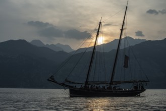 Sunset on Lake Garda, Malcesine, Italy, Europe