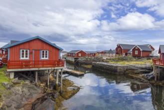 Scenic fishing village A in Lofoten Islands with authentic fishermen sheds and museum