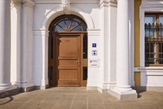 State parliament, historic houses, baroque architectural style, entrance area, door, sunny,