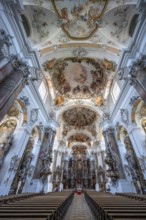 Interior of the baroque Basilica of St Alexander and Theodor, Ottobeuren, Unterallgäu, Bavaria,