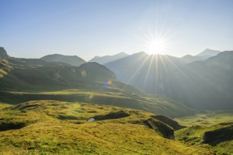 Sunrise in the Mountains at Hochalpenstraße, view from Fuscher Lacke, Pinzgau, Salzburg, Austria,