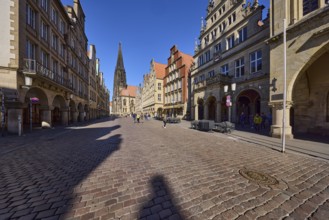 St. Lamberti, Lambertikirche, church, old town, historic buildings, gables, arcades, cobblestone