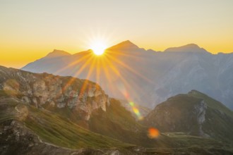 Sunrise in the Mountains at Hochalpenstraße, view from Fuscher Törl, Pinzgau, Salzburg, Austria,