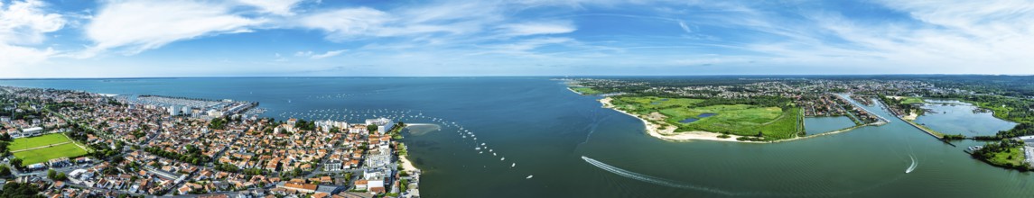 Panorama of Arcachon and La Teste-de-Buch from a drone, Gironde, France, Europe