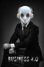 Symbol photo, Business 4.0 as a humnoid robot, ChatGBT, AI, AI, OpenAI, chatbot, artificial