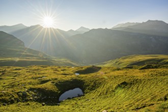 Sunrise in the Mountains at Hochalpenstraße, view from Fuscher Lacke, Pinzgau, Salzburg, Austria,