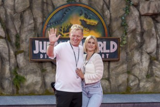 Jens Knossi Knossalla with girlfriend Lia Mitrou (influencer) at the German premiere of the